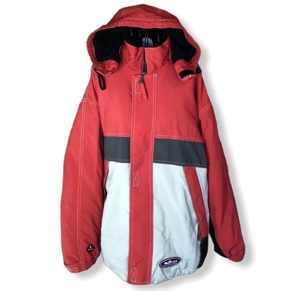 Vintage Elho Carving Winter Ski Snowboard Jacket Colorblock Red Tan Size XL - Picture 13 of 15
